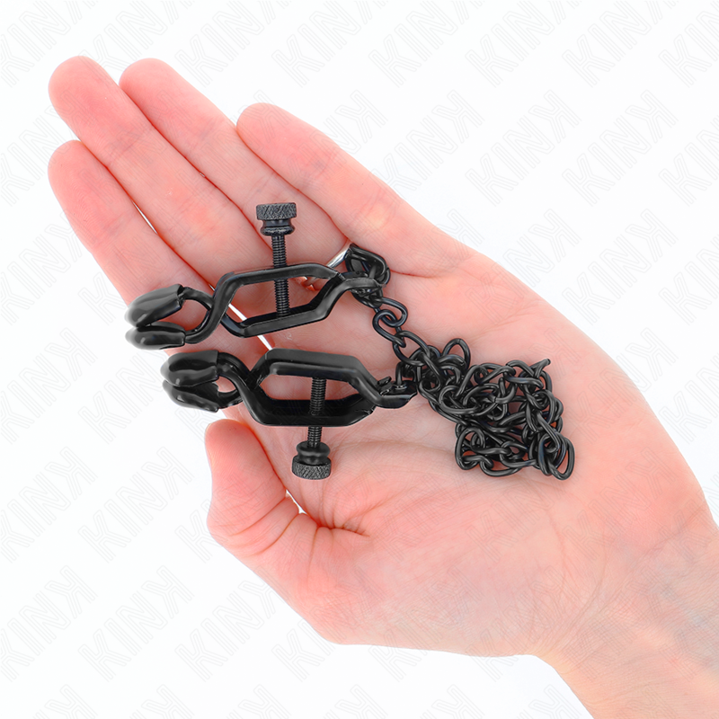 Pinzas Para Pezones Planas Negro Con Cadena Negro 30 Cm
