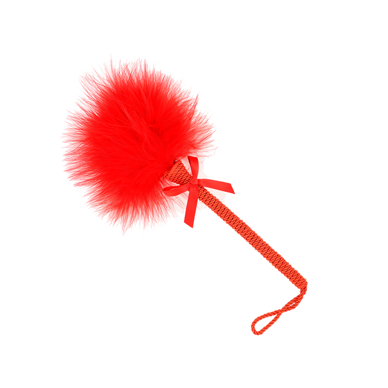 Masajeador De Cuerda De Nailon Con Plumas Para Cosquillas Y Lazo Rojo 25 Cm