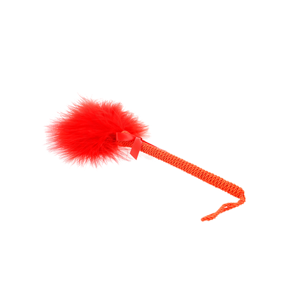 Masajeador De Cuerda De Nailon Con Plumas Para Cosquillas Y Lazo Rojo 25 Cm