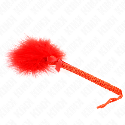 Masajeador De Cuerda De Nailon Con Plumas Para Cosquillas Y Lazo Rojo 25 Cm