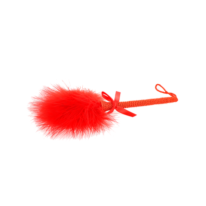 Masajeador De Cuerda De Nailon Con Plumas Para Cosquillas Y Lazo Rojo 25 Cm