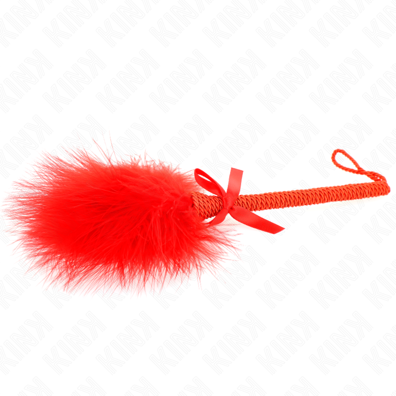 Masajeador De Cuerda De Nailon Con Plumas Para Cosquillas Y Lazo Rojo 25 Cm