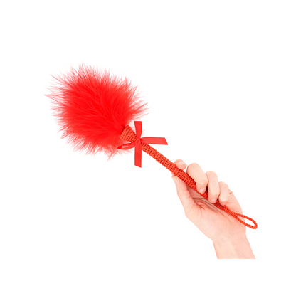Masajeador De Cuerda De Nailon Con Plumas Para Cosquillas Y Lazo Rojo 25 Cm