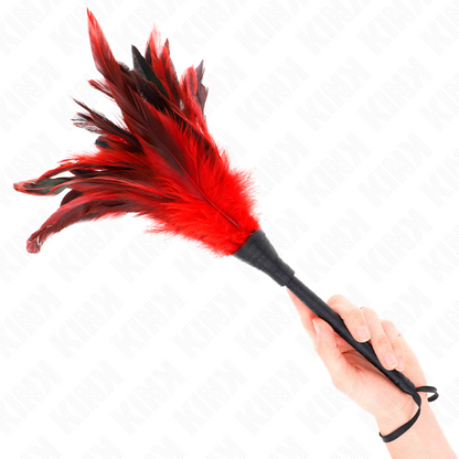 Plumas De Pollo Para Cosquillas Con Forma Cuerno De Criada Rojo 36 Cm