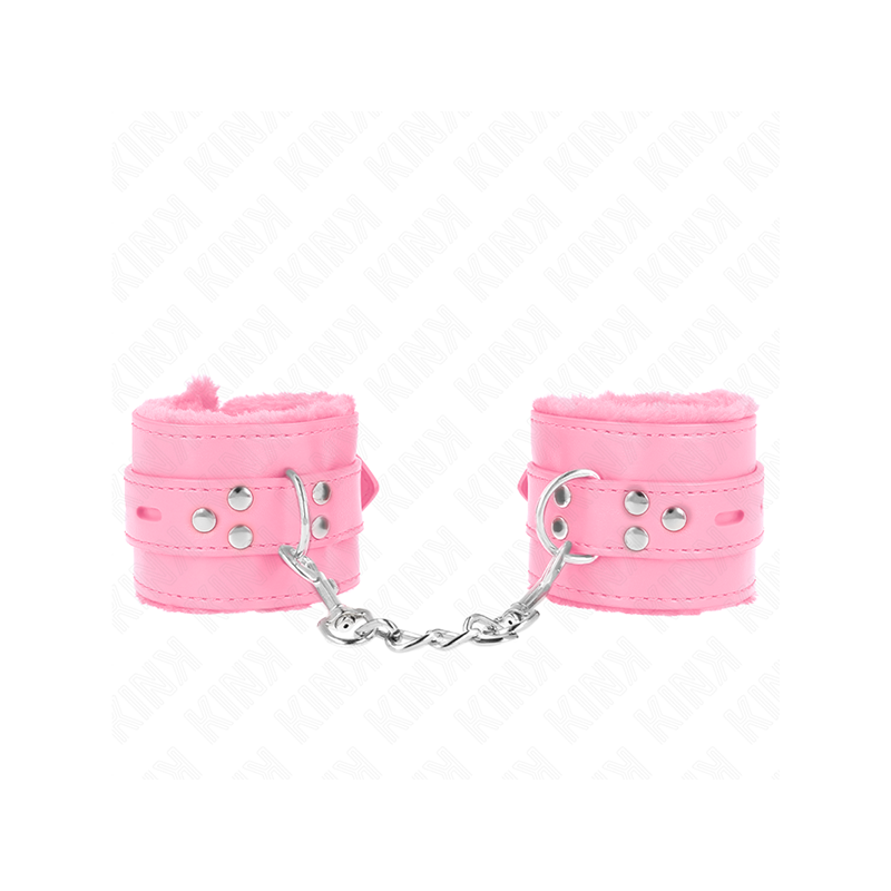 Muñequeras Forradas Con Agujeros Cuadrados Rosa Y Correa Rosa Ajustable 17-29 Cm X 6 Cm