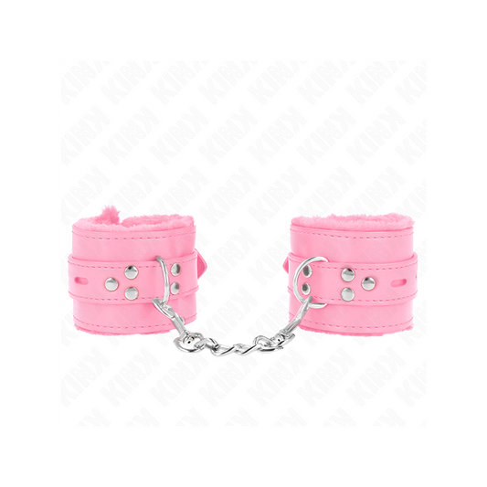 Muñequeras Forradas Con Agujeros Cuadrados Rosa Y Correa Rosa Ajustable 17-29 Cm X 6 Cm