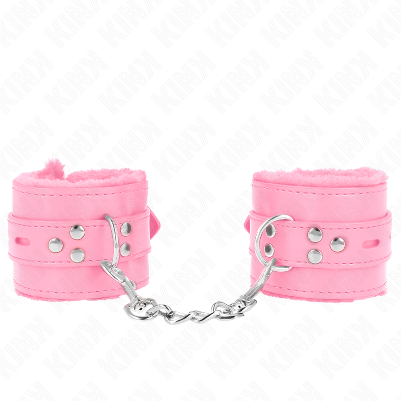 Muñequeras Forradas Con Agujeros Cuadrados Rosa Y Correa Rosa Ajustable 17-29 Cm X 6 Cm