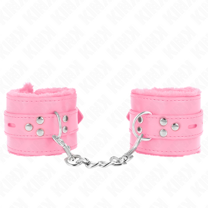 Muñequeras Forradas Con Agujeros Cuadrados Rosa Y Correa Rosa Ajustable 17-29 Cm X 6 Cm