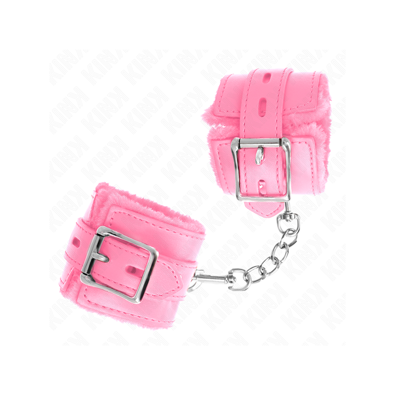 Muñequeras Forradas Con Agujeros Cuadrados Rosa Y Correa Rosa Ajustable 17-29 Cm X 6 Cm