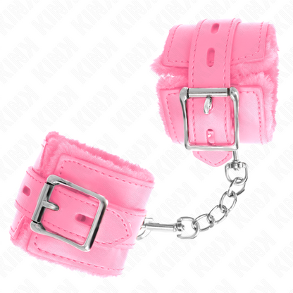 Muñequeras Forradas Con Agujeros Cuadrados Rosa Y Correa Rosa Ajustable 17-29 Cm X 6 Cm