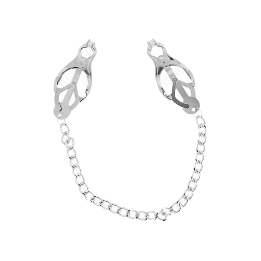 Pinzas Para Pezones Estilo Japonés Con Cadena Plateado 30 Cm