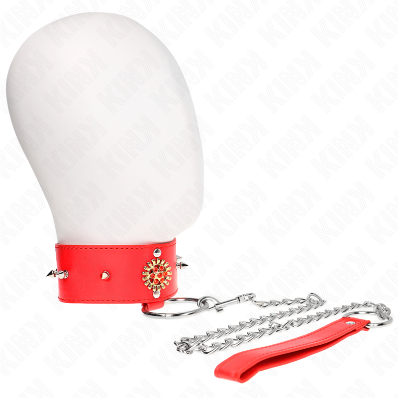 Collar Con Correa 65 Cm Cuello De Diamantes Rojo Ajustable 35-51 Cm X 7 Cm
