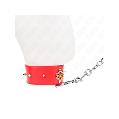 Collar Con Correa 65 Cm Cuello De Diamantes Rojo Ajustable 35-51 Cm X 7 Cm