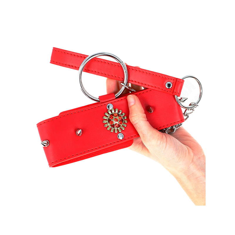 Collar Con Correa 65 Cm Cuello De Diamantes Rojo Ajustable 35-51 Cm X 7 Cm