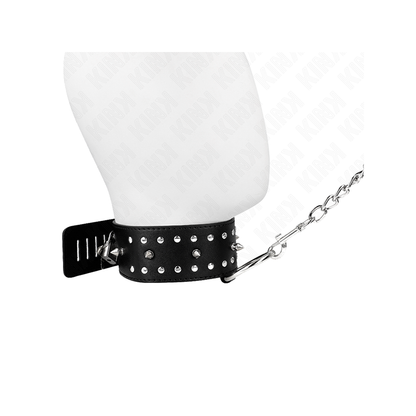 Collar Con Correa 65 Cm Con Tachuelas Plateadas Modelo 1 Ajustable 36-43 Cm X 5 Cm