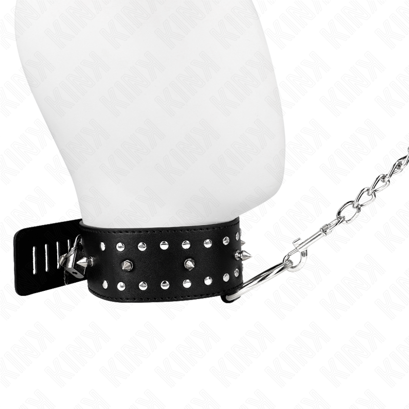Collar Con Correa 65 Cm Con Tachuelas Plateadas Modelo 1 Ajustable 36-43 Cm X 5 Cm