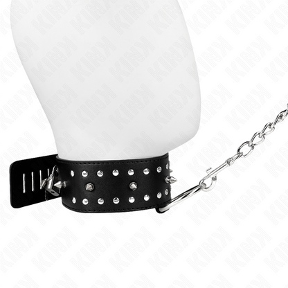 Collar Con Correa 65 Cm Con Tachuelas Plateadas Modelo 1 Ajustable 36-43 Cm X 5 Cm
