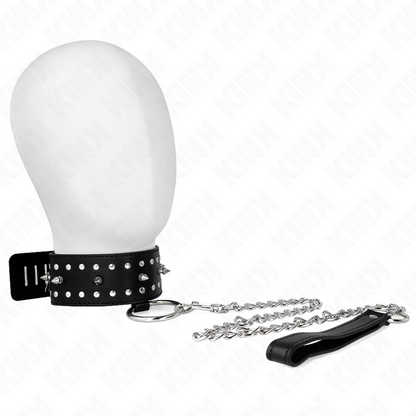 Collar Con Correa 65 Cm Con Tachuelas Plateadas Modelo 1 Ajustable 36-43 Cm X 5 Cm
