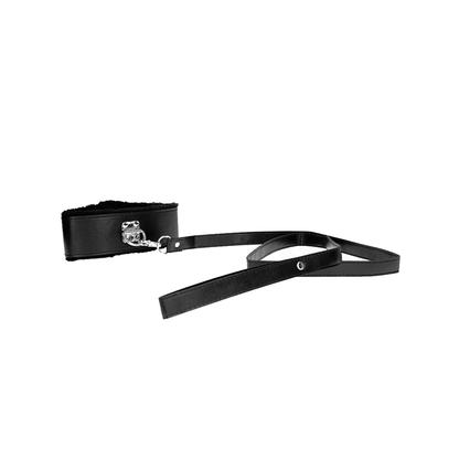 Collar Con Correa 116 Cm Con Tachuelas Plateadas Modelo 4 Negro Ajustable 40-48 Cm X 6 Cm