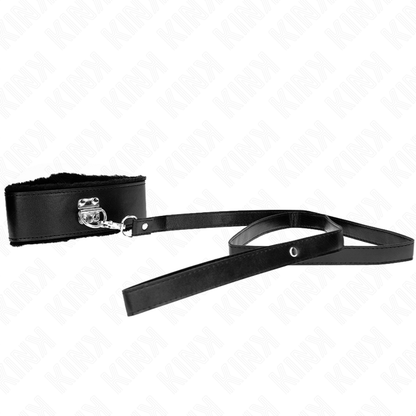 Collar Con Correa 116 Cm Con Tachuelas Plateadas Modelo 4 Negro Ajustable 40-48 Cm X 6 Cm