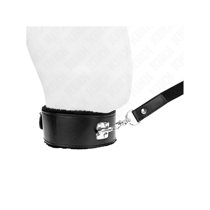 Collar Con Correa 116 Cm Con Tachuelas Plateadas Modelo 4 Negro Ajustable 40-48 Cm X 6 Cm