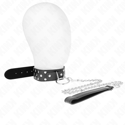 Collar Con Correa 65 Cm Remache Anilla Negro Ajustable 36-50 Cm X 3.8 Cm