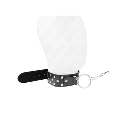 Collar Con Correa 65 Cm Remache Anilla Negro Ajustable 36-50 Cm X 3.8 Cm