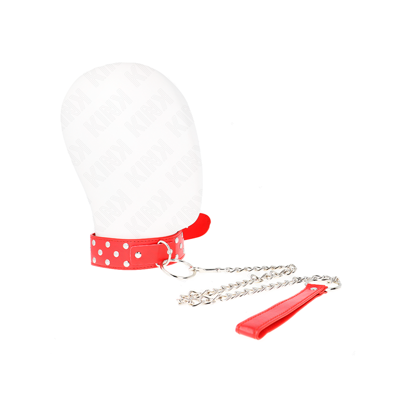 Collar Con Correa 65 Cm Remache Anilla Rojo Ajustable 36-50 Cm X 3.8 Cm
