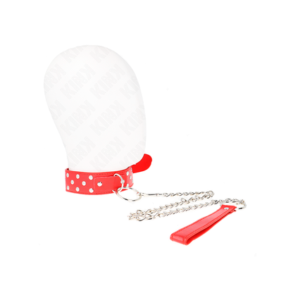 Collar Con Correa 65 Cm Remache Anilla Rojo Ajustable 36-50 Cm X 3.8 Cm