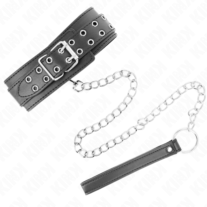 Collar Con Correa 65 Cm Hebillas Plateadas Ajustable 33-46 Cm X 5.5 Cm