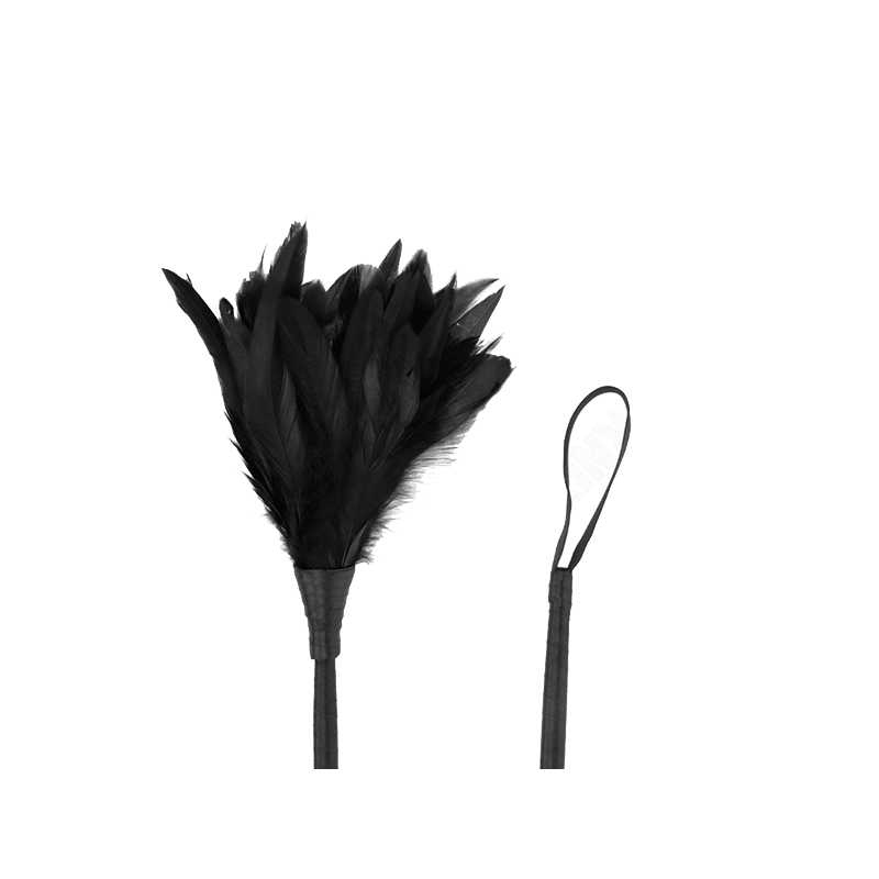 Plumas De Pollo Para Cosquillas Con Forma Cuerno De Criada Negro 36 Cm
