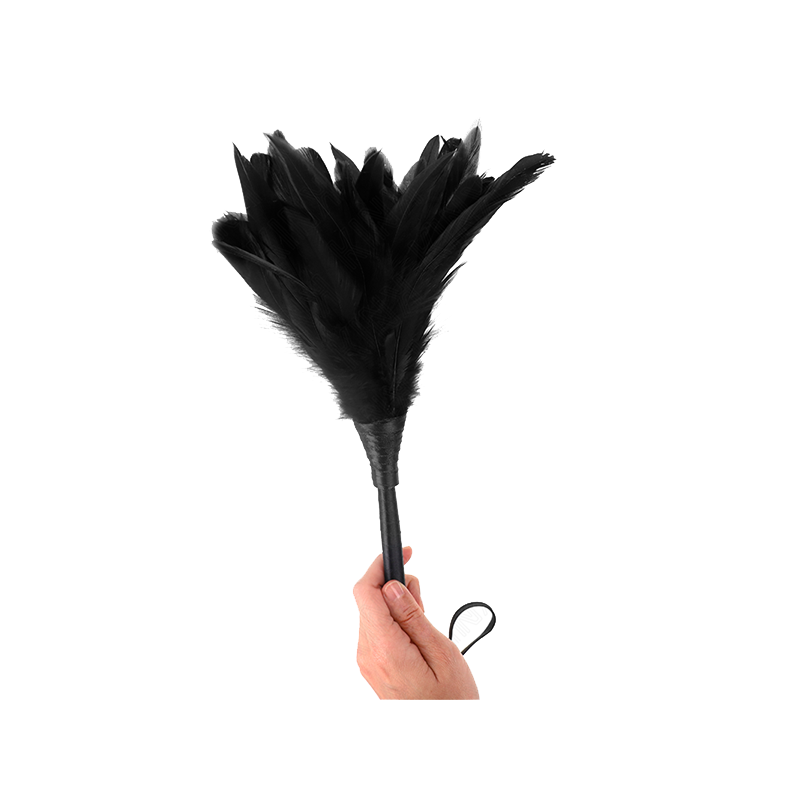 Plumas De Pollo Para Cosquillas Con Forma Cuerno De Criada Negro 36 Cm