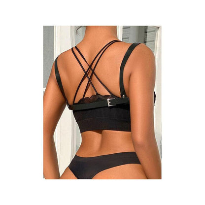 Cinturón De Bondage Punk Hebilla Metal Negro Talla Única