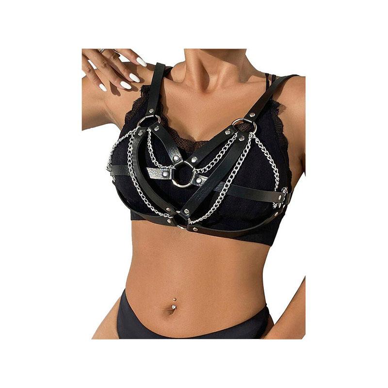 Cinturón De Bondage Punk Hebilla Metal Negro Talla Única