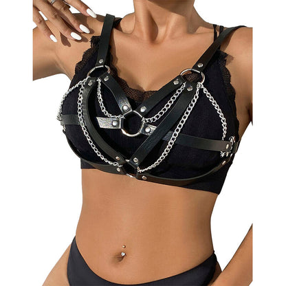 Cinturón De Bondage Punk Hebilla Metal Negro Talla Única