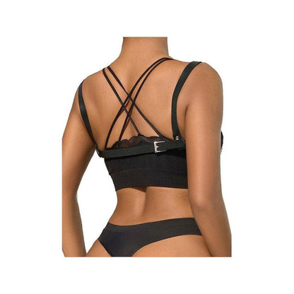 Cinturón De Bondage Punk Hebilla Metal Negro Talla Única