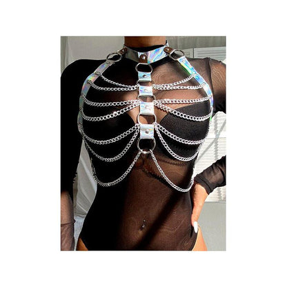 Arnés De Pecho Con Anillos Y Cadenas Plata
