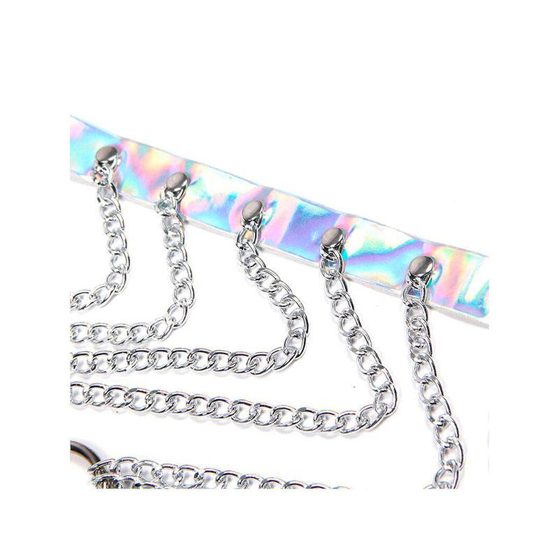 Arnés De Pecho Con Anillos Y Cadenas Plata