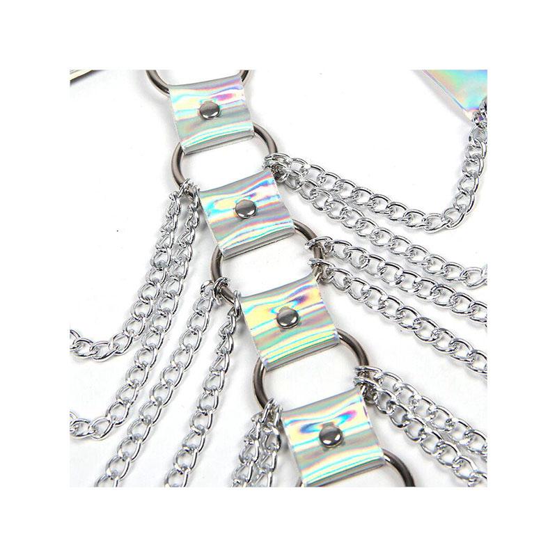 Arnés De Pecho Con Anillos Y Cadenas Plata