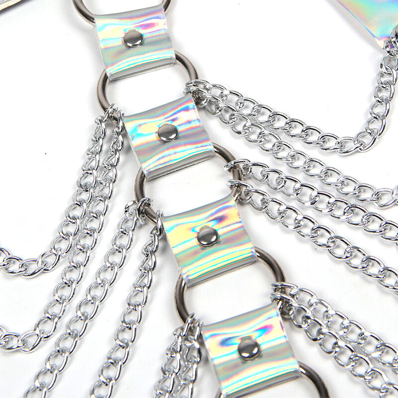 Arnés De Pecho Con Anillos Y Cadenas Plata