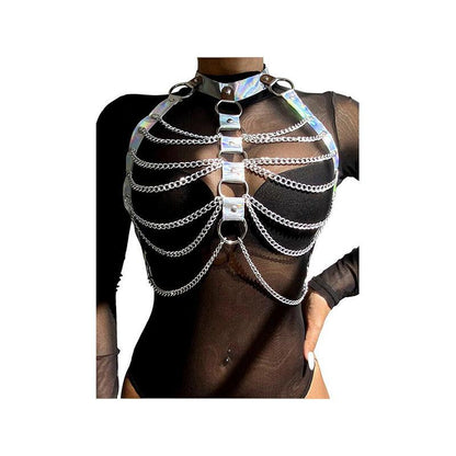 Arnés De Pecho Con Anillos Y Cadenas Plata