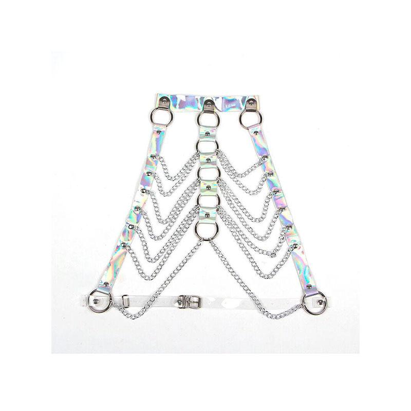 Arnés De Pecho Con Anillos Y Cadenas Plata