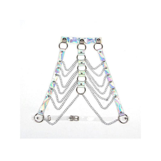 Arnés De Pecho Con Anillos Y Cadenas Plata