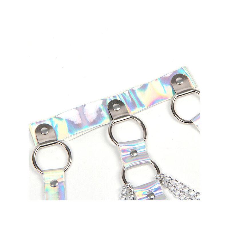 Arnés De Pecho Con Anillos Y Cadenas Plata
