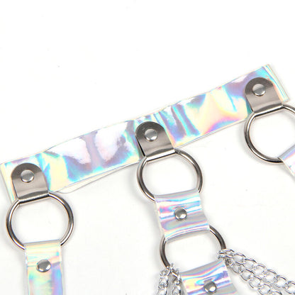 Arnés De Pecho Con Anillos Y Cadenas Plata
