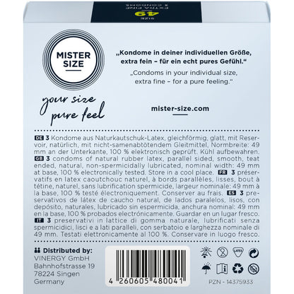 Preservativos Mister Size S 49 MM 3 Uds