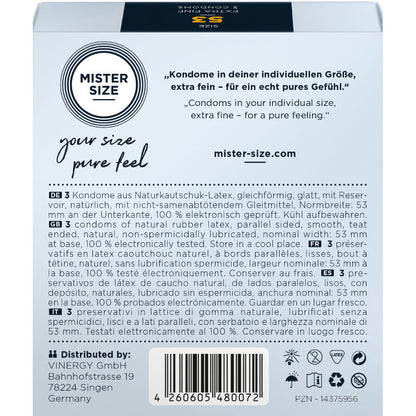Preservativos Mister Size M 53 MM 3 Uds