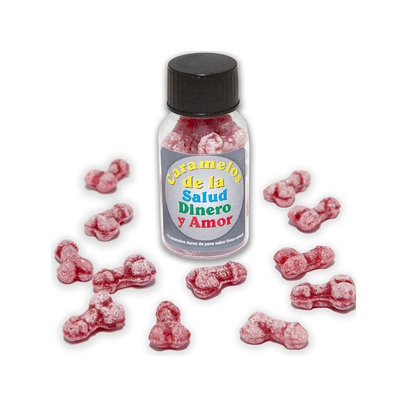 12 Caramelos De La Salud-Dinero-Amor Forma Pene Fresa/Cereza