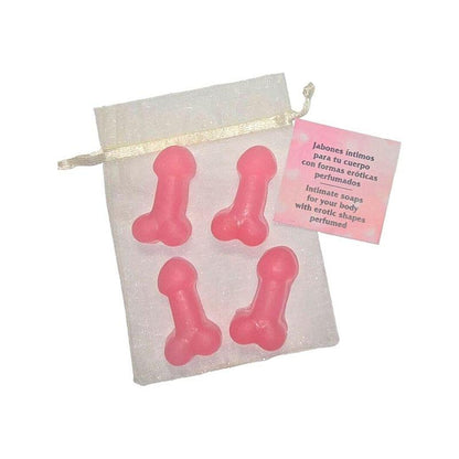 4 Mini Jabones Perfumados Forma Pene Rosa