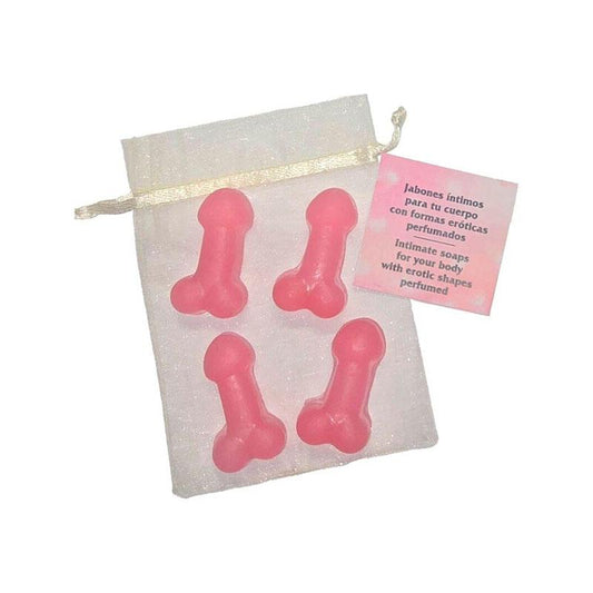 4 Mini Jabones Perfumados Forma Pene Rosa